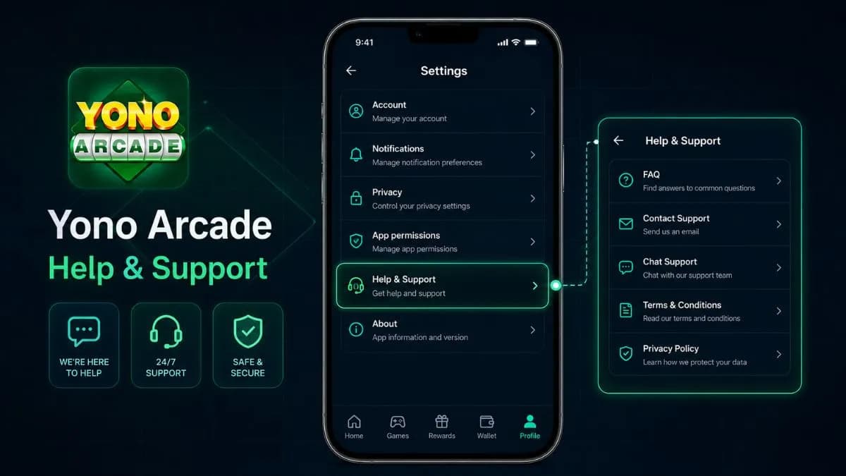 Where to find the Settings → Help/Support menu inside an app like this