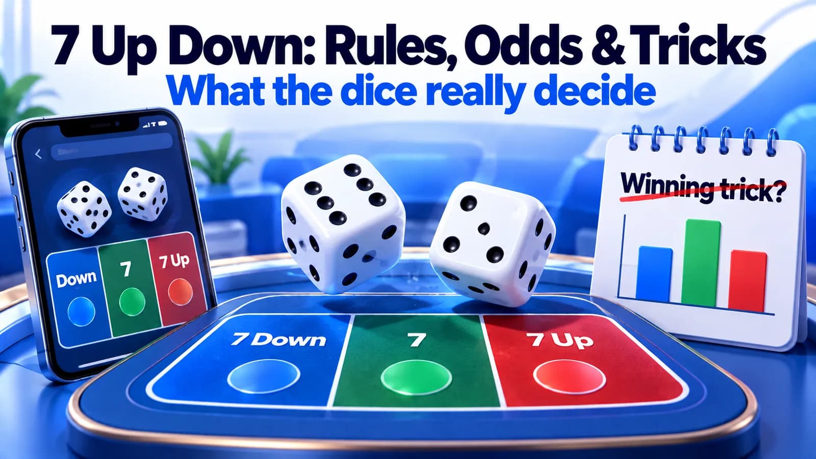 7 Up Down dice game table showing 7 Down, 7 and 7 Up