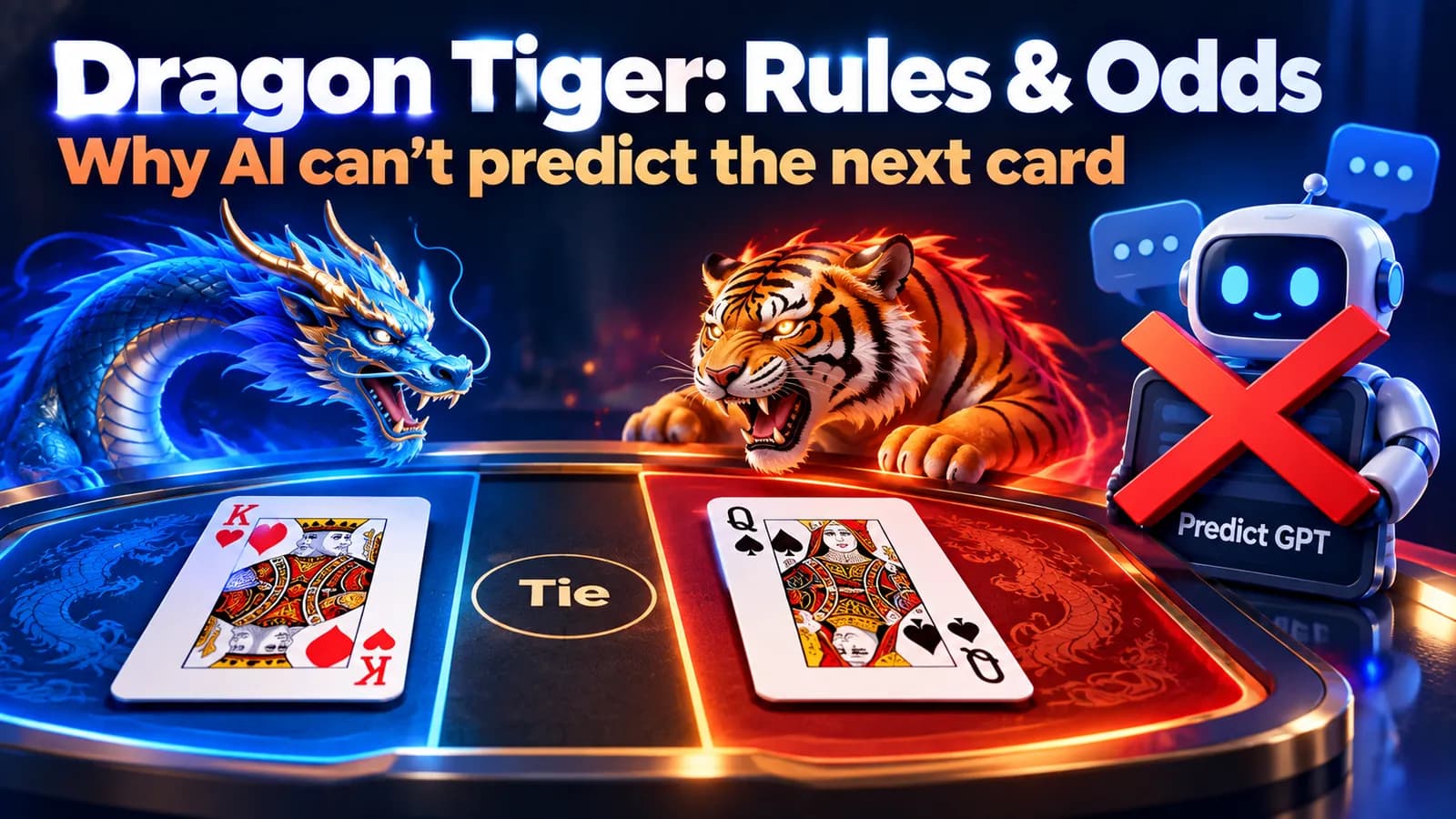 Dragon Tiger card game with Dragon, Tie and Tiger zones