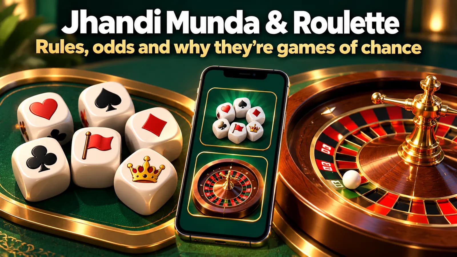 Jhandi Munda symbol dice and a roulette wheel