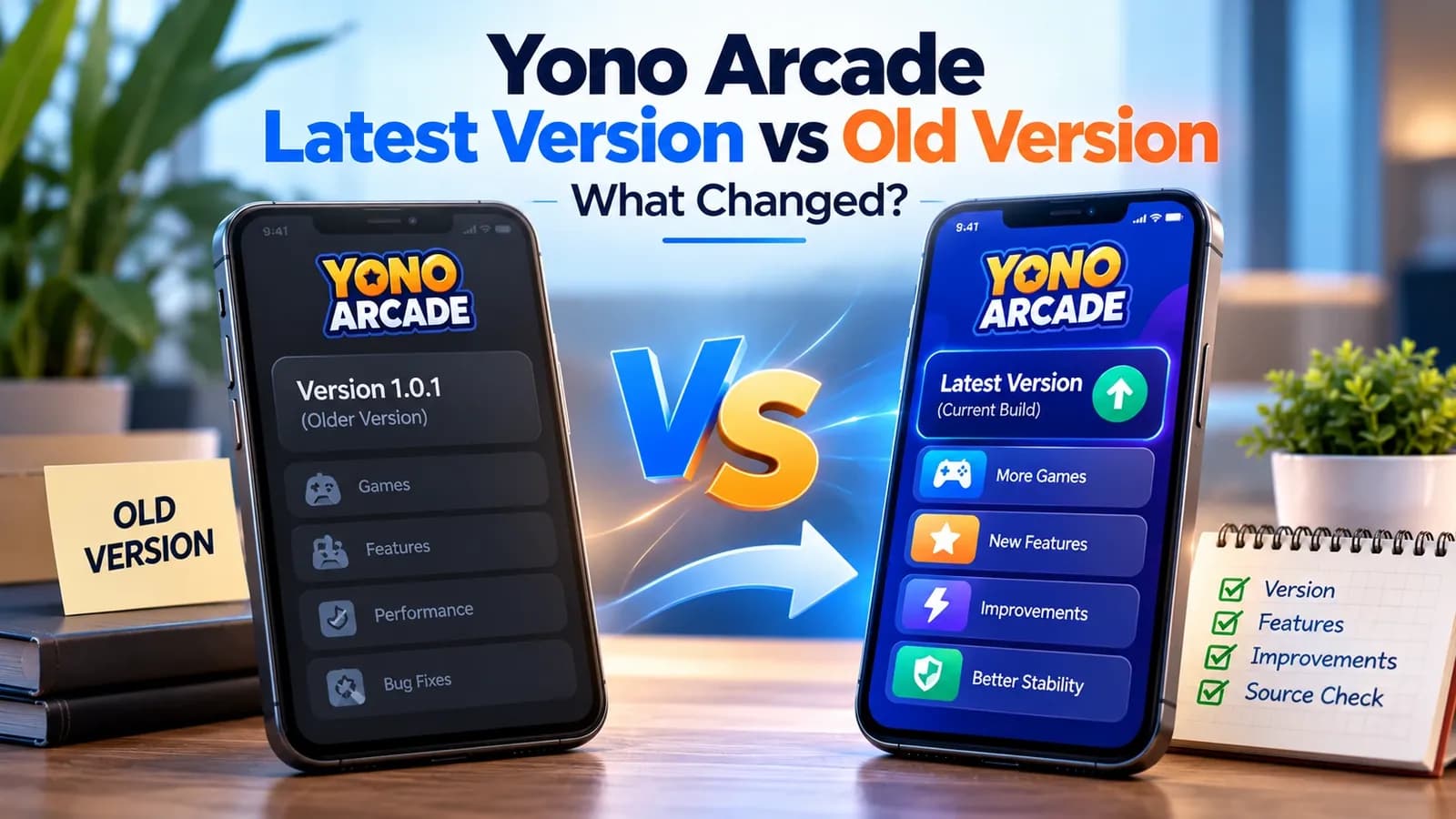 Yono Arcade latest version vs old version comparison